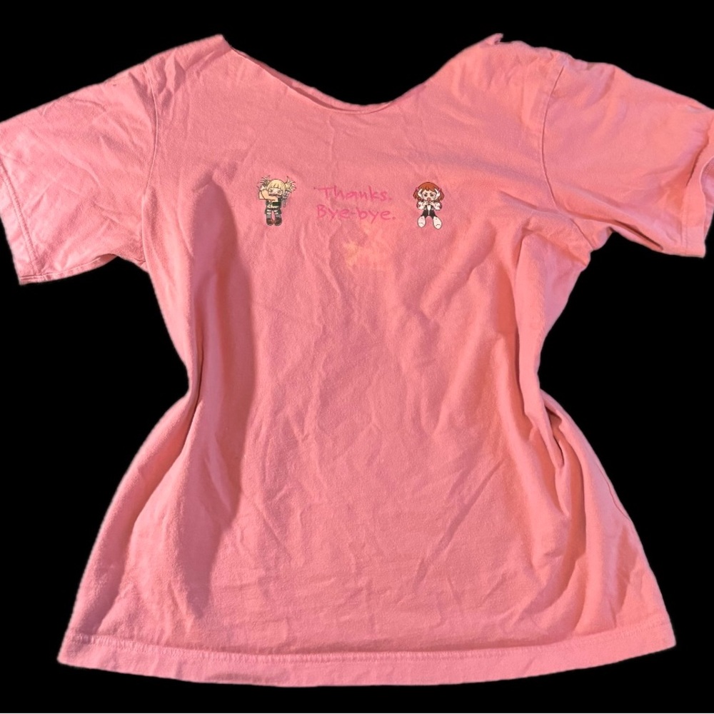 Pink Off the Shoulder Graphic T-Shirt